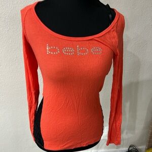Bebe Vibrant Orange Long Sleeve Tee